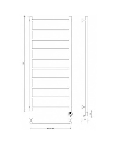 Полотенцесушитель электрический 1270х532 ТЭН правый Secado Триада 1 4603759409566