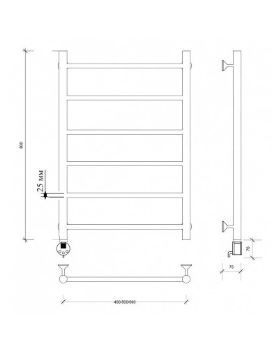 Полотенцесушитель электрический 870х632 ТЭН левый Secado Триада 1 Плюс 4673739247181