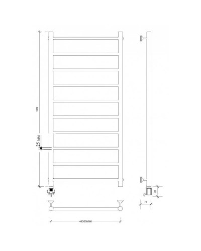 Полотенцесушитель электрический 1270х632 ТЭН левый Secado Триада 1 Плюс 4673739247235