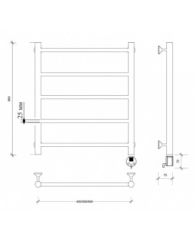 Полотенцесушитель электрический 670х432 ТЭН правый Secado Триада 1 Плюс 4673739247242