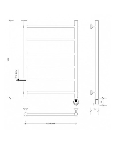 Полотенцесушитель электрический 870х632 ТЭН правый Secado Триада 1 Плюс 4673739247273