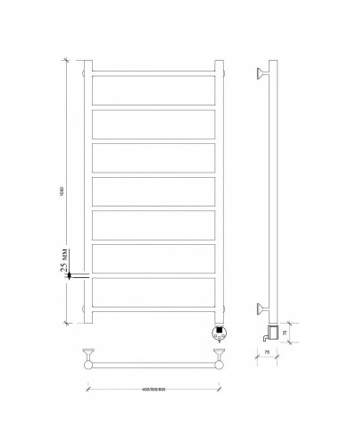 Полотенцесушитель электрический 1070х532 ТЭН правый Secado Триада 1 Плюс 4603777443030