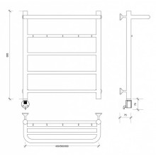 Полотенцесушитель электрический 670х532 ТЭН левый Secado Триада 1КСП 4603759407012