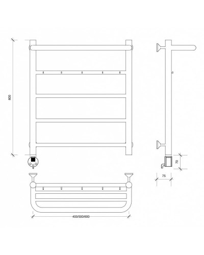 Полотенцесушитель электрический 670х632 ТЭН левый Secado Триада 1КСП 4603777448851