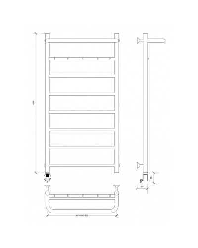Полотенцесушитель электрический 1070х532 ТЭН левый Secado Триада 1КСП 4603759403830