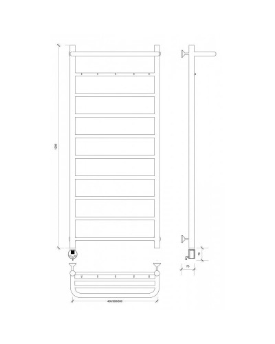 Полотенцесушитель электрический 1270х632 ТЭН левый Secado Триада 1КСП 4603777448974