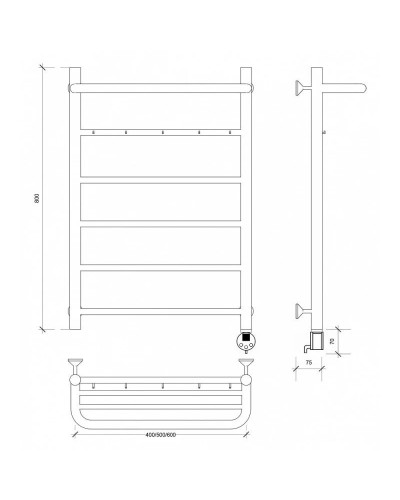 Полотенцесушитель электрический 870х532 ТЭН правый Secado Триада 1КСП 4603759409665