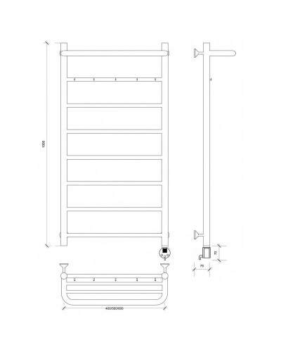 Полотенцесушитель электрический 1070х432 ТЭН правый Secado Триада 1КСП 4603777448929