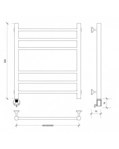 Полотенцесушитель электрический 670х632 ТЭН левый Secado Триада 3 4603777449179