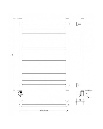 Полотенцесушитель электрический 870х632 ТЭН левый Secado Триада 3 4603777449216
