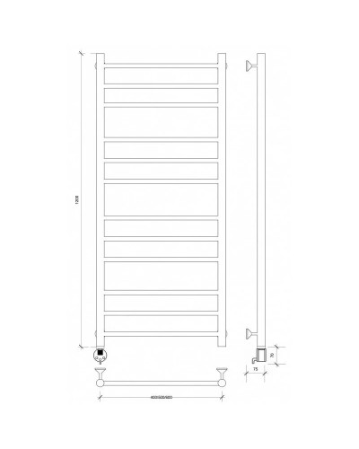 Полотенцесушитель электрический 1270х532 ТЭН левый Secado Триада 3 4603759407111