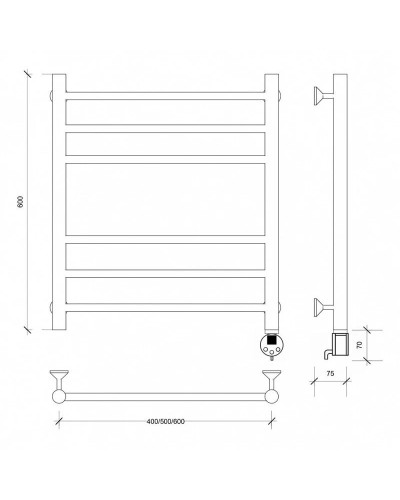 Полотенцесушитель электрический 670х432 ТЭН правый Secado Триада 3 4603777449162