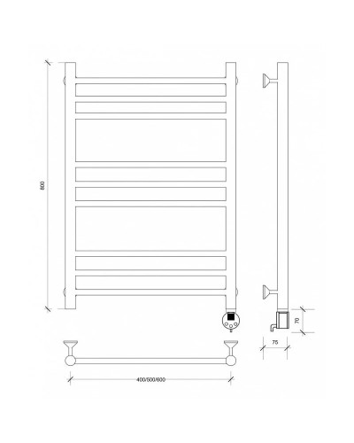 Полотенцесушитель электрический 870х632 ТЭН правый Secado Триада 3 4603777449223