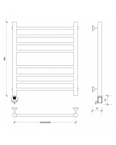 Полотенцесушитель электрический 670х432 ТЭН левый Secado Триада 4 4603777449315