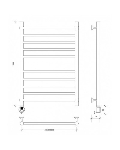 Полотенцесушитель электрический 870х432 ТЭН левый Secado Триада 4 4603777449353