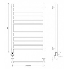Полотенцесушитель электрический 870х532 ТЭН левый Secado Триада 4 4603759403939