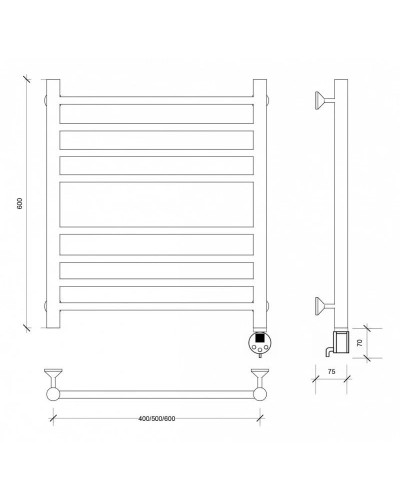 Полотенцесушитель электрический 670х632 ТЭН правый Secado Триада 4 4603777449346