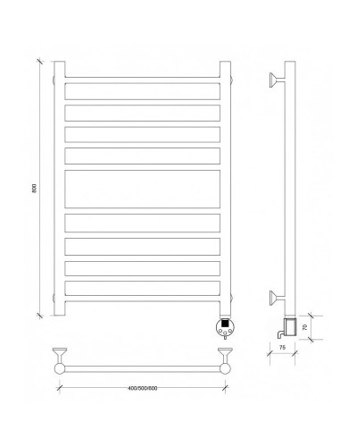 Полотенцесушитель электрический 870х532 ТЭН правый Secado Триада 4 4603759409788