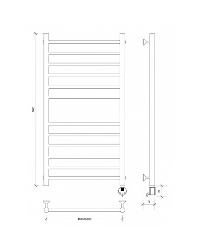 Полотенцесушитель электрический 1070х532 ТЭН правый Secado Триада 4 4603759409795
