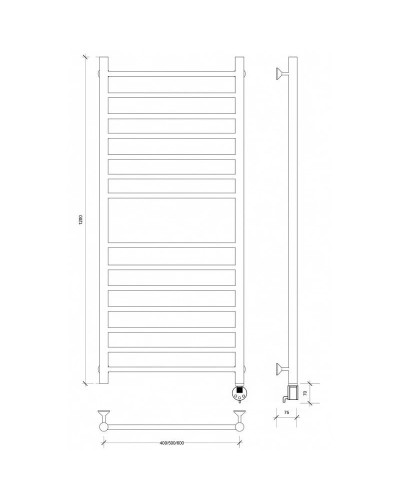 Полотенцесушитель электрический 1270х532 ТЭН правый Secado Триада 4 4603759409801