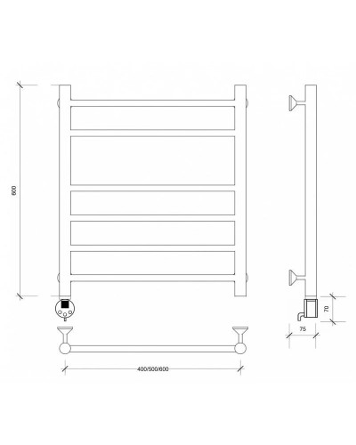 Полотенцесушитель электрический 670х432 ТЭН левый Secado Триада 5 4603777449476