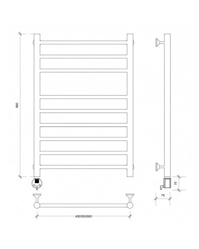Полотенцесушитель электрический 870х532 ТЭН левый Secado Триада 5 4603759403977