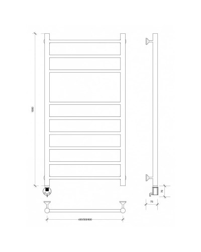 Полотенцесушитель электрический 1070х432 ТЭН левый Secado Триада 5 4603777449551