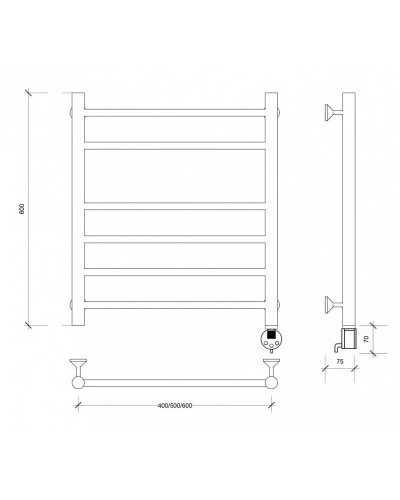 Полотенцесушитель электрический 670х532 ТЭН правый Secado Триада 5 4603759409818