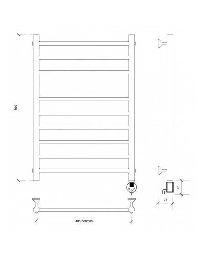 Полотенцесушитель электрический 870х432 ТЭН правый Secado Триада 5 4603777449520