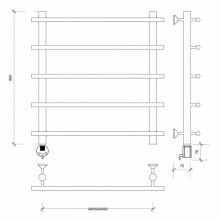 Полотенцесушитель электрический 670х600 ТЭН левый Secado Турин 1 4603759407210