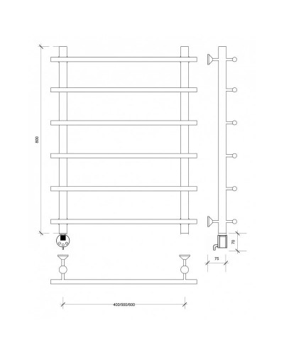 Полотенцесушитель электрический 870х600 ТЭН левый Secado Турин 1 4603759404011