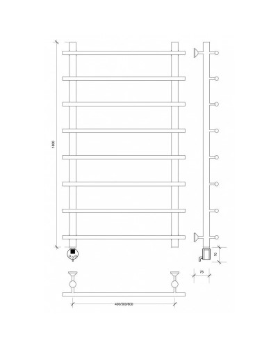 Полотенцесушитель электрический 1070х500 ТЭН левый Secado Турин 1 4603777455101