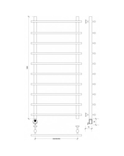 Полотенцесушитель электрический 1270х700 ТЭН левый Secado Турин 1 4603777455163