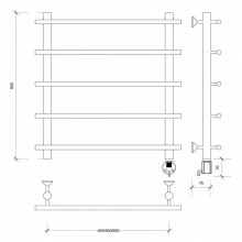 Полотенцесушитель электрический 670х700 ТЭН правый Secado Турин 1 4603777455057