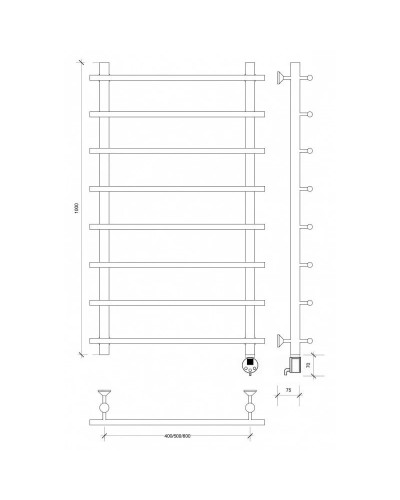 Полотенцесушитель электрический 1070х500 ТЭН правый Secado Турин 1 4603777455118