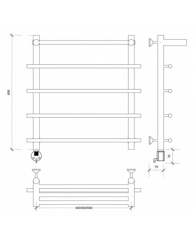 Полотенцесушитель электрический 670х700 ТЭН левый Secado Турин 1СП 4603777455200