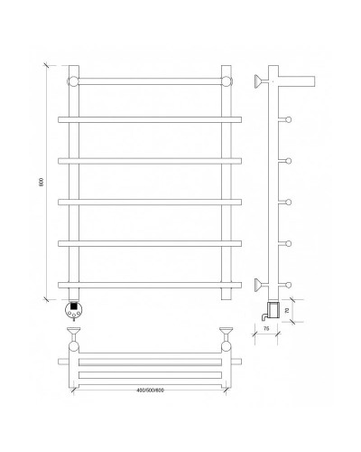 Полотенцесушитель электрический 870х700 ТЭН левый Secado Турин 1СП 4603777455248