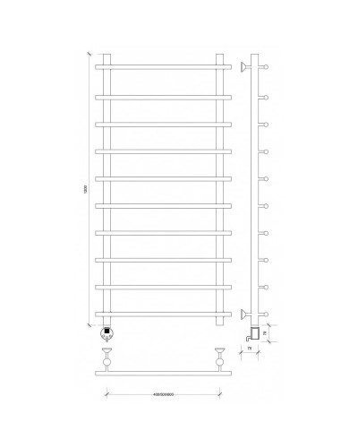 Полотенцесушитель электрический 1270х700 ТЭН левый Secado Турин 1СП 4603777455323