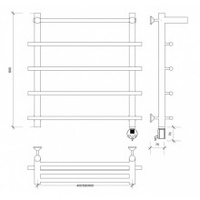 Полотенцесушитель электрический 670х600 ТЭН правый Secado Турин 1СП 4603759409894