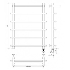 Полотенцесушитель электрический 870х500 ТЭН правый Secado Турин 1СП 4603777455231
