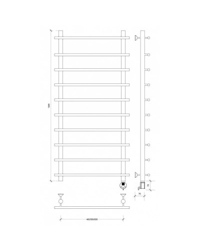 Полотенцесушитель электрический 1270х700 ТЭН правый Secado Турин 1СП 4603777455330