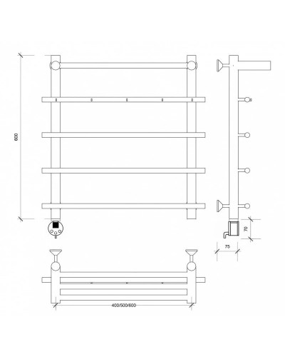 Полотенцесушитель электрический 670х500 ТЭН левый Secado Турин 1КСП 4603777455347