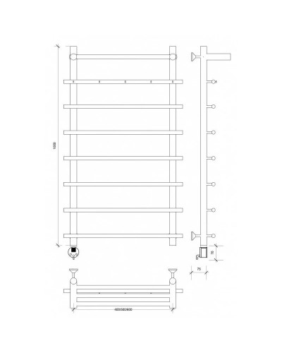 Полотенцесушитель электрический 1070х600 ТЭН левый Secado Турин 1КСП 4603759404110
