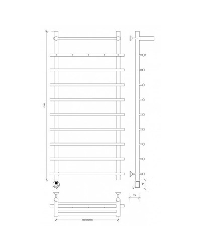 Полотенцесушитель электрический 1270х600 ТЭН левый Secado Турин 1КСП 4603759407319