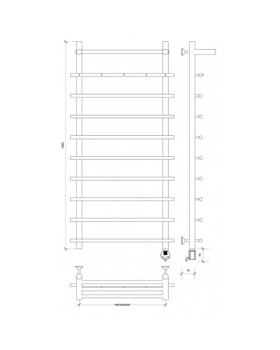 Полотенцесушитель электрический 1270х700 ТЭН правый Secado Турин 1КСП 4603777455491
