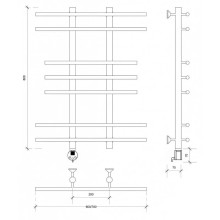 Полотенцесушитель электрический 870х700 ТЭН левый Secado Турин 2 4603777455569