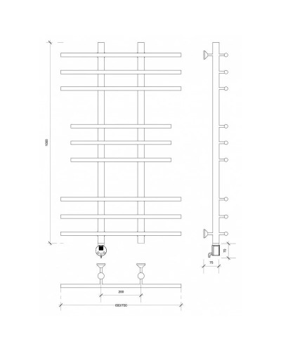 Полотенцесушитель электрический 1070х600 ТЭН левый Secado Турин 2 4603777455583