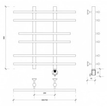 Полотенцесушитель электрический 670х600 ТЭН правый Secado Турин 2 4603777455514