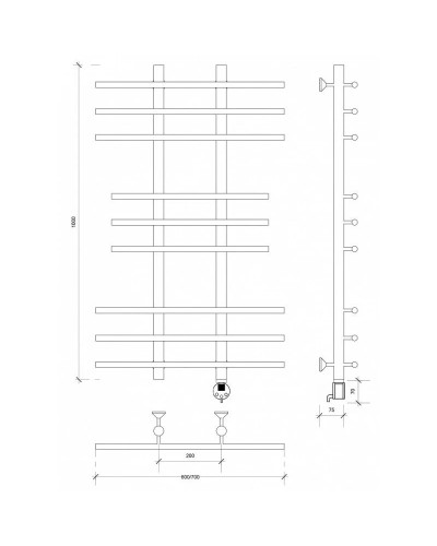 Полотенцесушитель электрический 1070х600 ТЭН правый Secado Турин 2 4603777455590