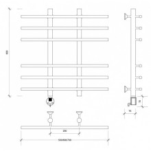 Полотенцесушитель электрический 670х700 ТЭН левый Secado Турин 4 4603777455804